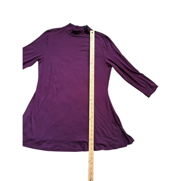 H by Halston Essentials Slinky Knit Mock Neck Tunic Top Women's Small Eggplant - Picture 9 of 15
